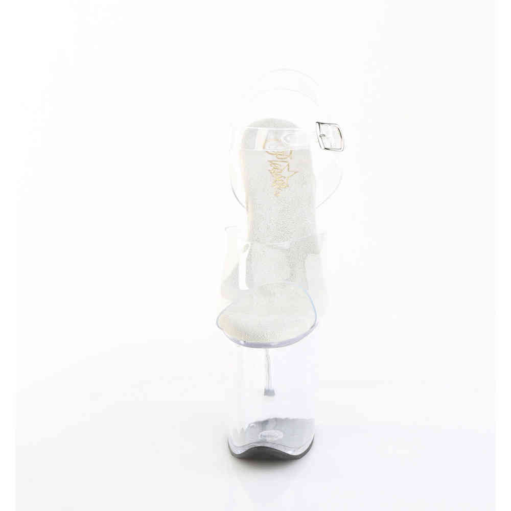Pleaser - FLAMINGO-808PREM Sandale à bride à la cheville, Pole dance chaussures - Transparent